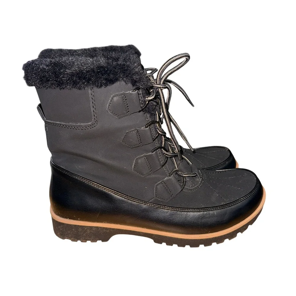 JBU by Jambu Maldive Weather Ready Women 9M Pre-Owned Winter Boot Black Faux Fur